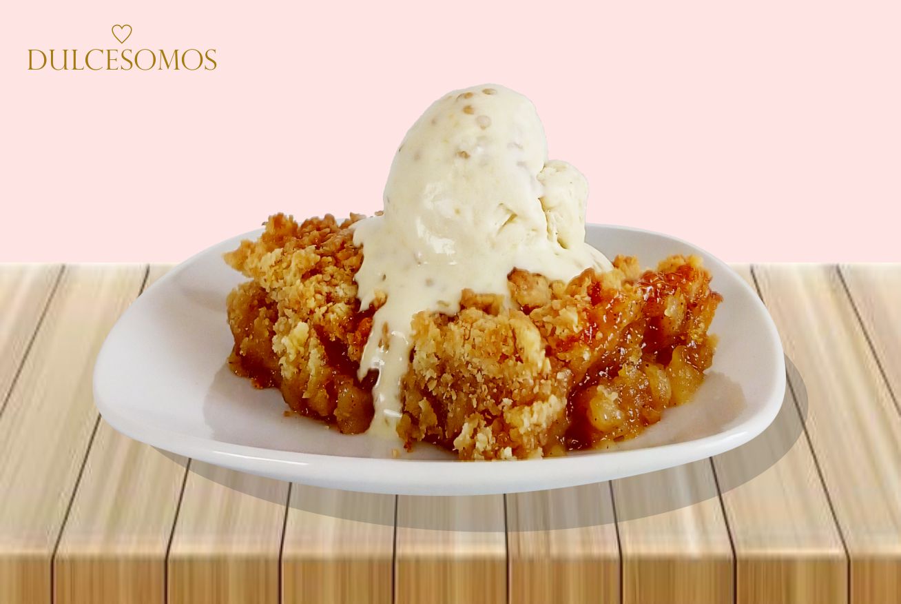 helado con crumble de manzana